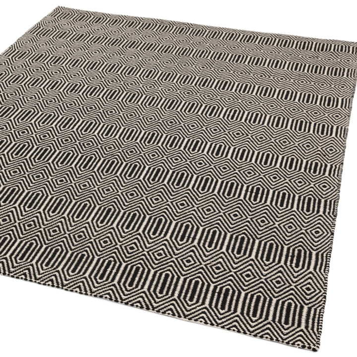 Rug Sloan geometric black white runner 66x200 cm