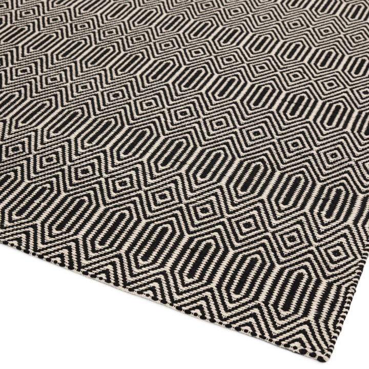 Rug Sloan geometric black white runner 66x200 cm