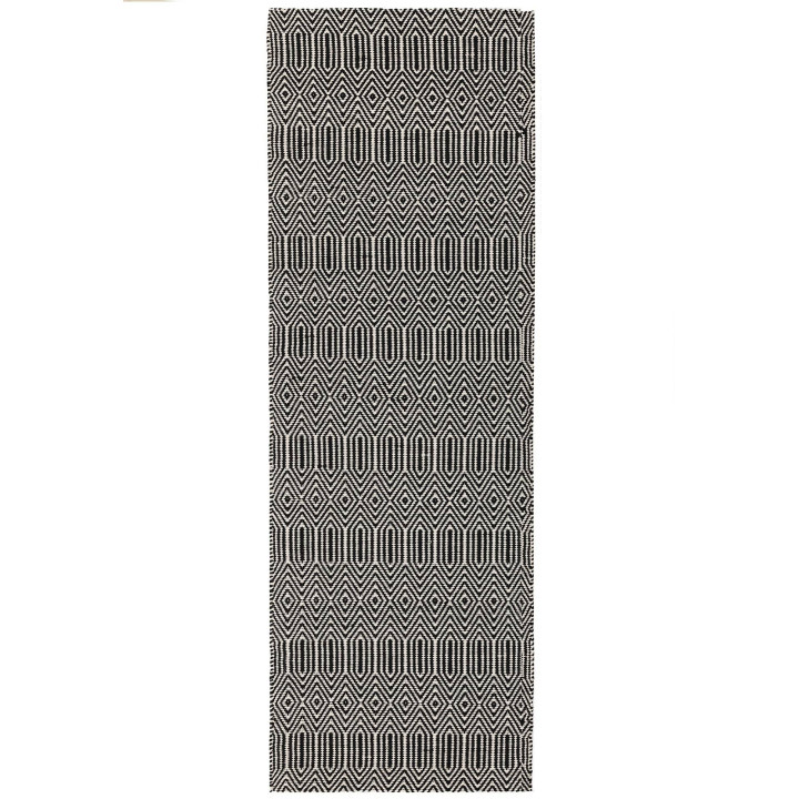 Rug Sloan geometric black white runner 66x200 cm
