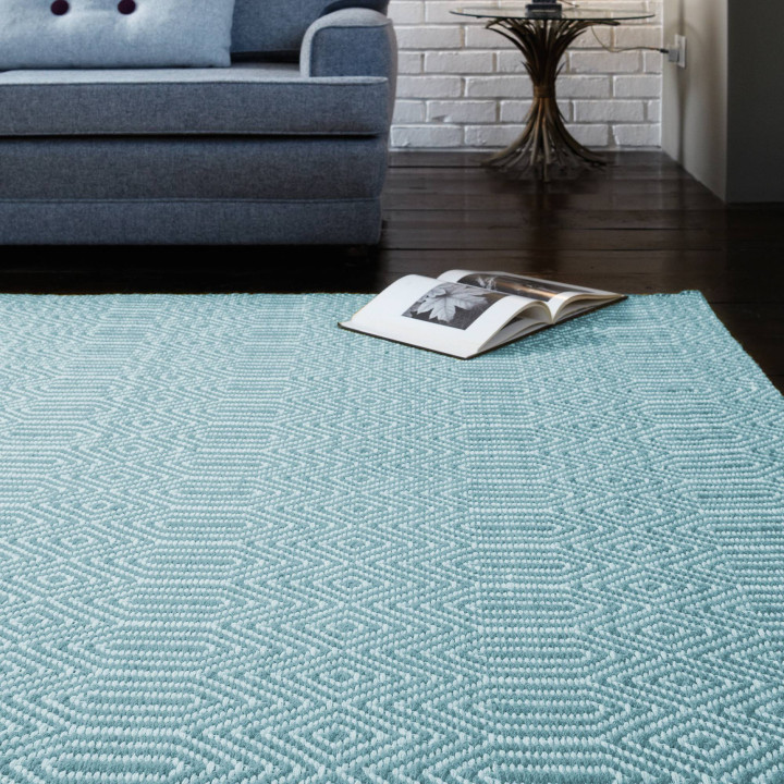 Tappeto Sloan geometrico blu azzurro e bianco av