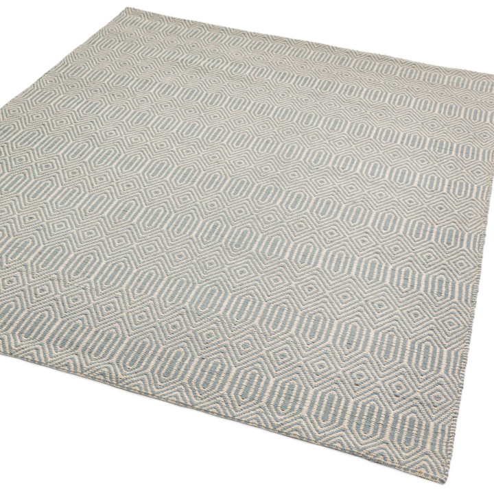 Tappeto Sloan geometrico blu azzurro e bianco av
