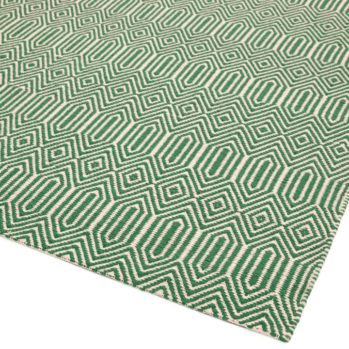 Tappeto Sloan geometrico verde e bianco 100x150