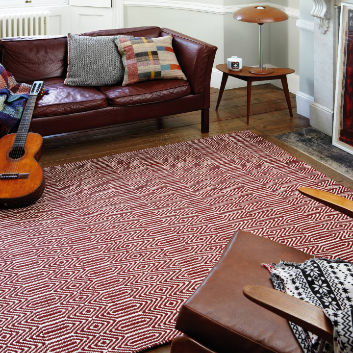 Rug Sloan geometric brick red white 120x170 cm