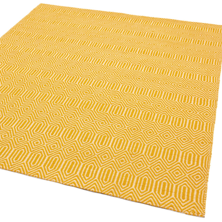 Tappeto Sloan geometrico giallo e bianco 120x170