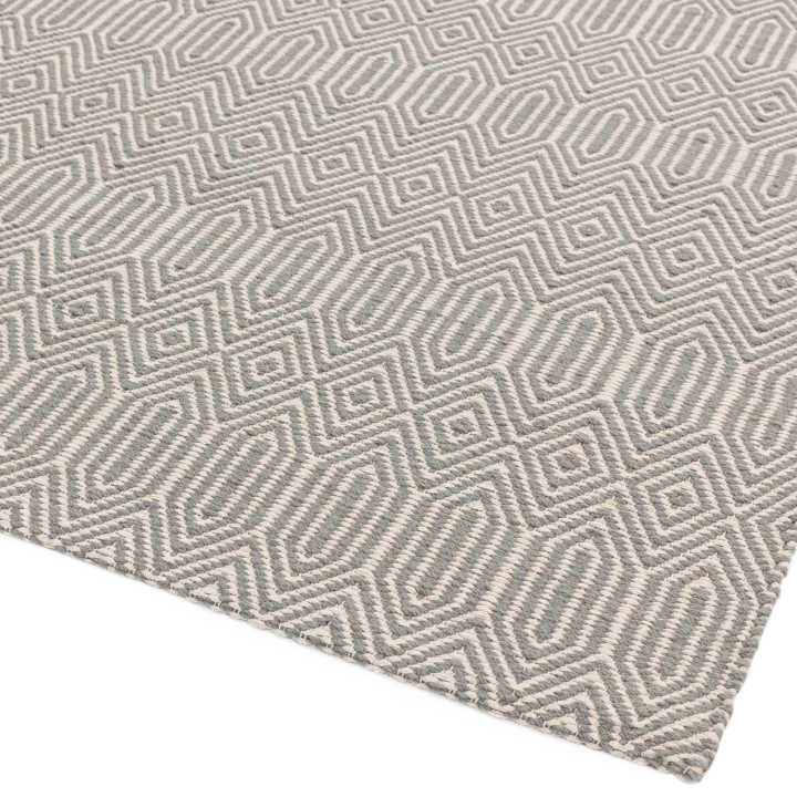 Tappeto Sloan geometrico grigio e argento 200x30