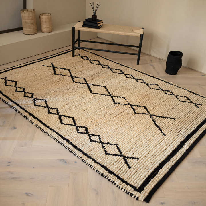 Tappeto Souk geometrico beige e nero 120x170 cm