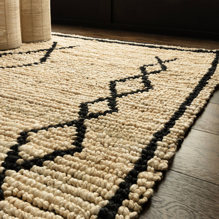 Tappeto Souk geometrico beige e nero 200x300 cm