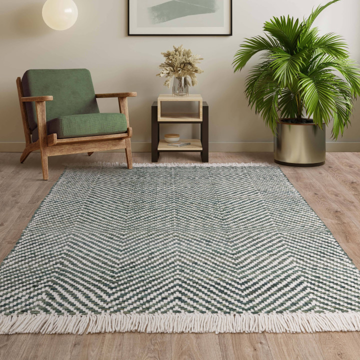 Tappeto Vigo geometrico verde e beige 120x170 cm