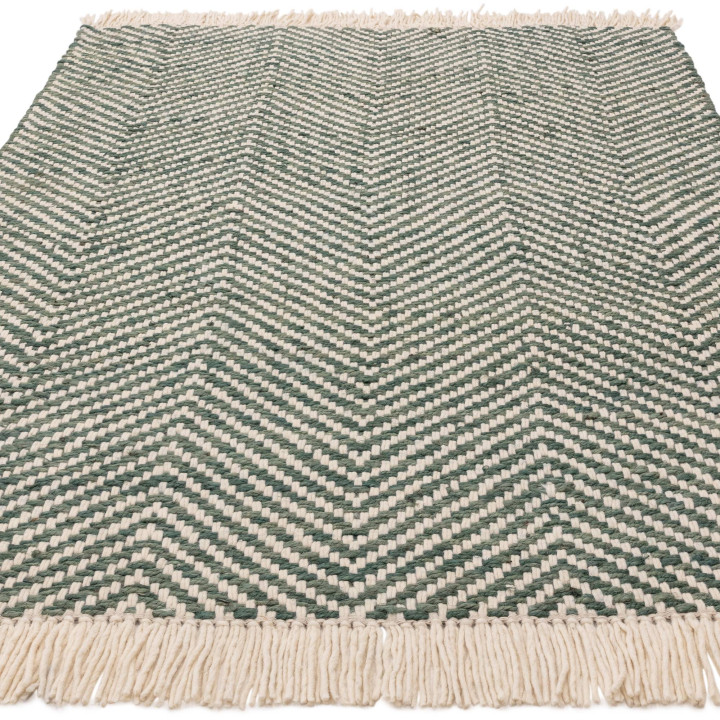 Tappeto Vigo geometrico verde oliva e beige 160x