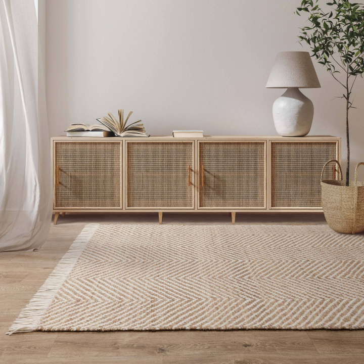 Tappeto Vigo geometrico beige e corda 200x290 cm