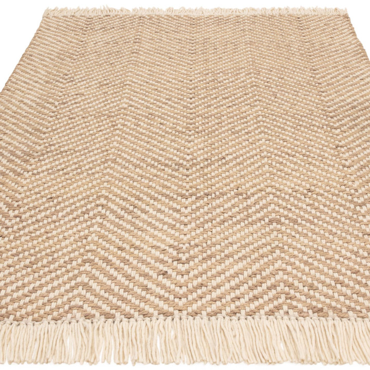 Tappeto Vigo geometrico beige e corda 200x290 cm