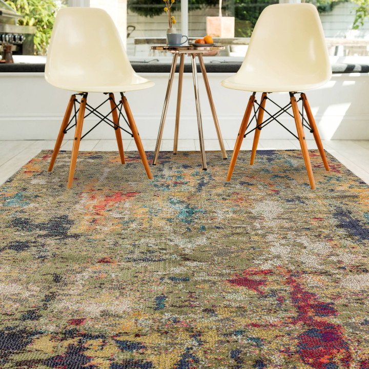 Tappeto Colores Cloud astratto multiblu e aranci
