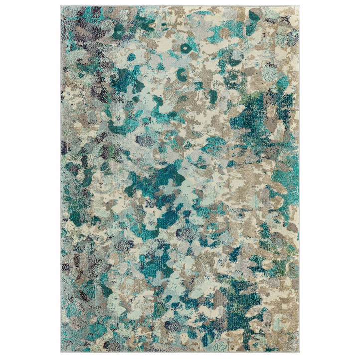 Rug Colores Cloud abstract teal blue beige grey