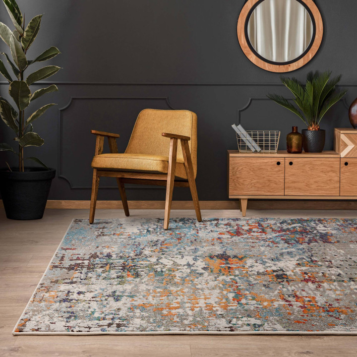 Tappeto Colores Cloud astratto blu e arancione 1