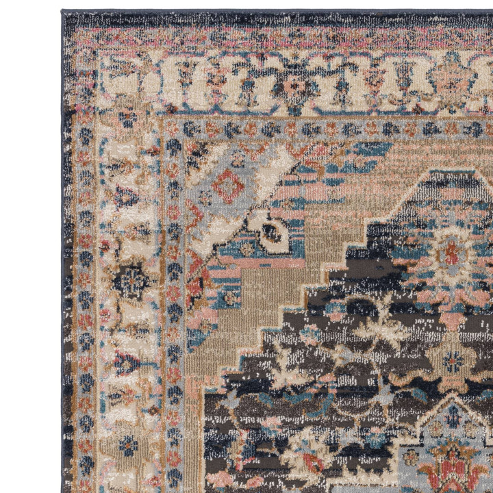 Tappeto Zola medaglione grigio scuro e beige 155
