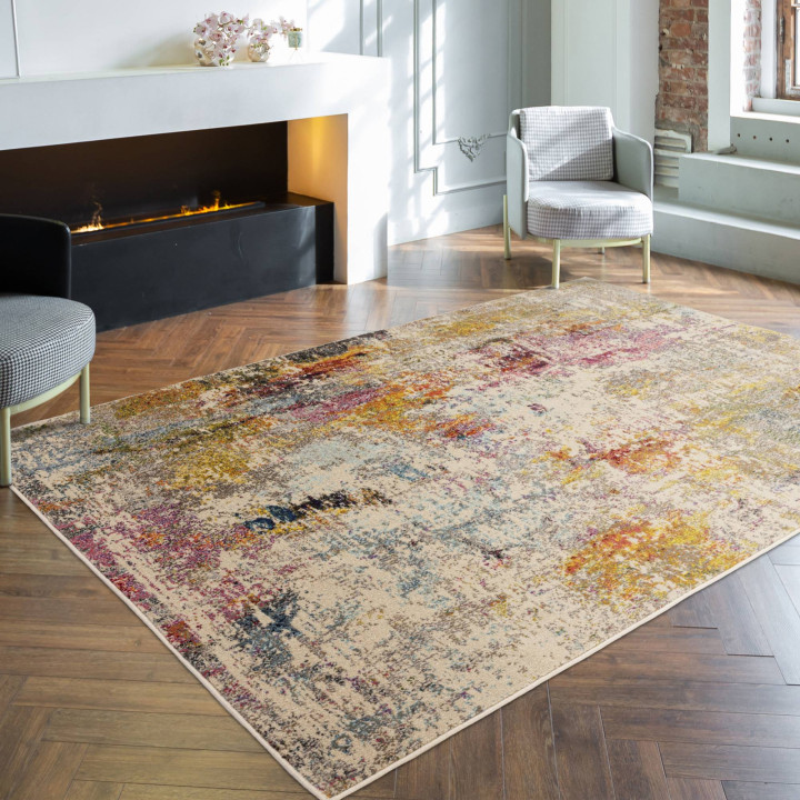 Rug Colores Cloud abstract beige fuchsia yellow