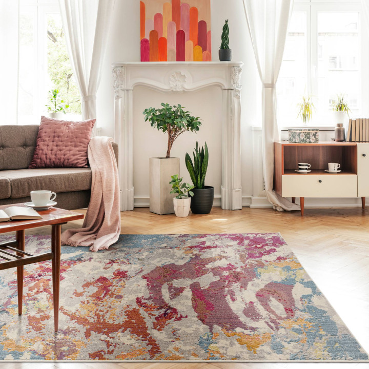 Rug Colores Cloud abstract blue red orange beige