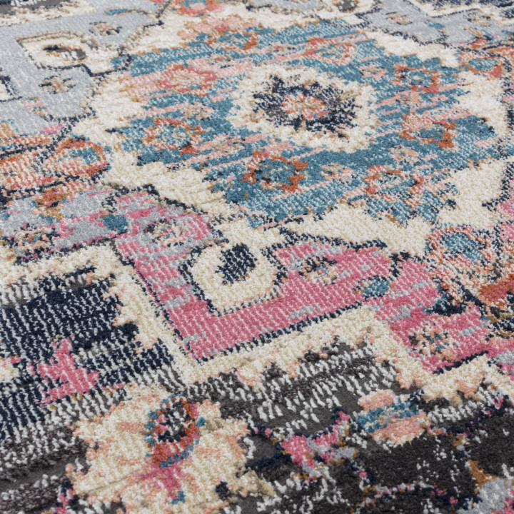Rug Zola non-floral medallion dark grey beige bl