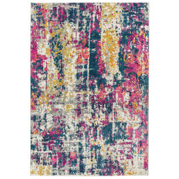 Tappeto Colt astratto fucsia e blu petrolio 200x