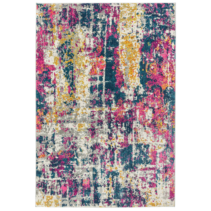 Tappeto Colt astratto fucsia e blu petrolio 200x