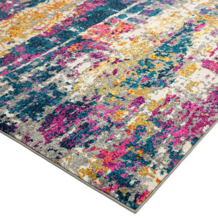 Tappeto Colt astratto fucsia e blu petrolio 200x