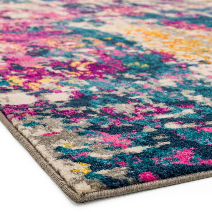 Tappeto Colt astratto fucsia e blu petrolio 200x