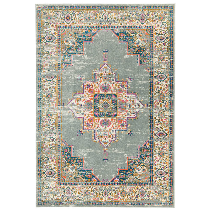 Rug Colt non-floral medallion grey blue orange f