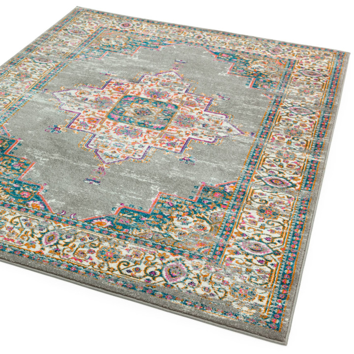 Tappeto Colt medaglione grigio e blu 160x230 cm
