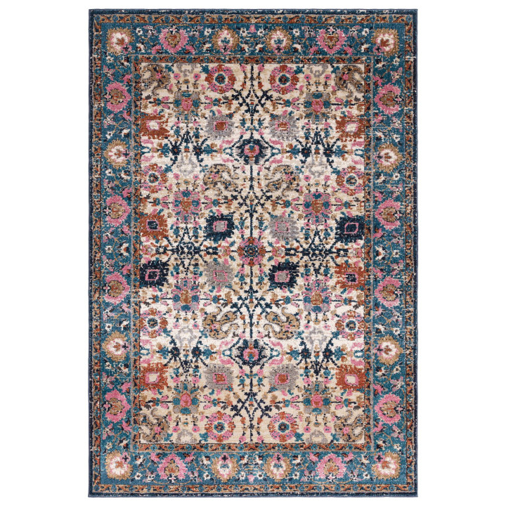 Rug Zola all-over floral blue beige pink rust gr