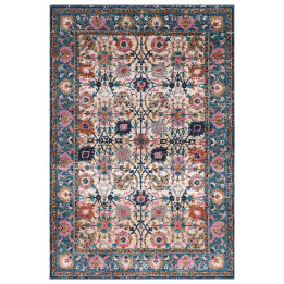Tappeto Zola floreale blu e beige 195x290 cm