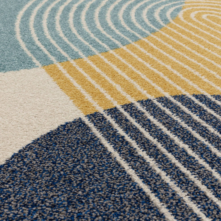 Tappeto Muse geometrico blu e giallo 160x230 cm