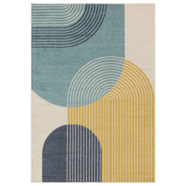 Rug Muse geometric blue yellow beige dark blue 2