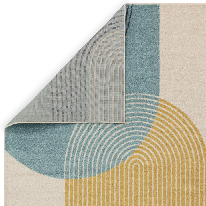 Rug Muse geometric blue yellow beige dark blue 2