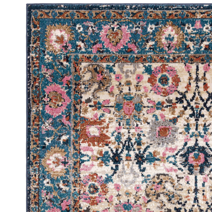 Tappeto Zola floreale blu e beige 195x290 cm