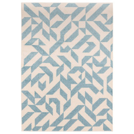 Tappeto Muse geometrico beige chiaro e azzurro p