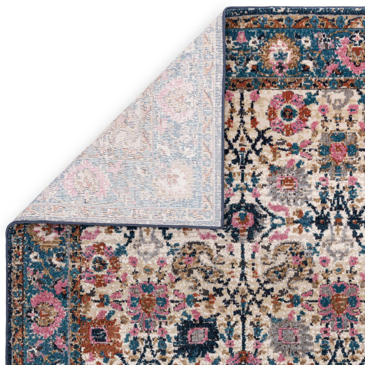Tappeto Zola floreale blu e beige 195x290 cm