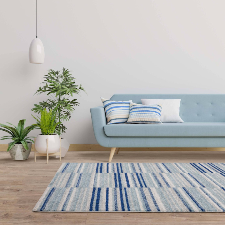Rug Muse geometric blue light blue white grey 16