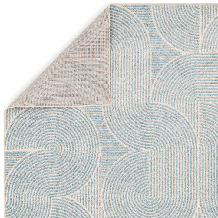 Tappeto Muse geometrico azzurro chiaro e beige 1