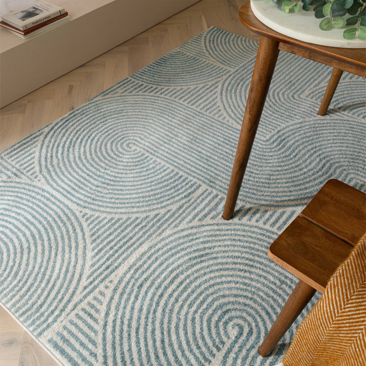 Tappeto Muse geometrico azzurro chiaro e beige 1