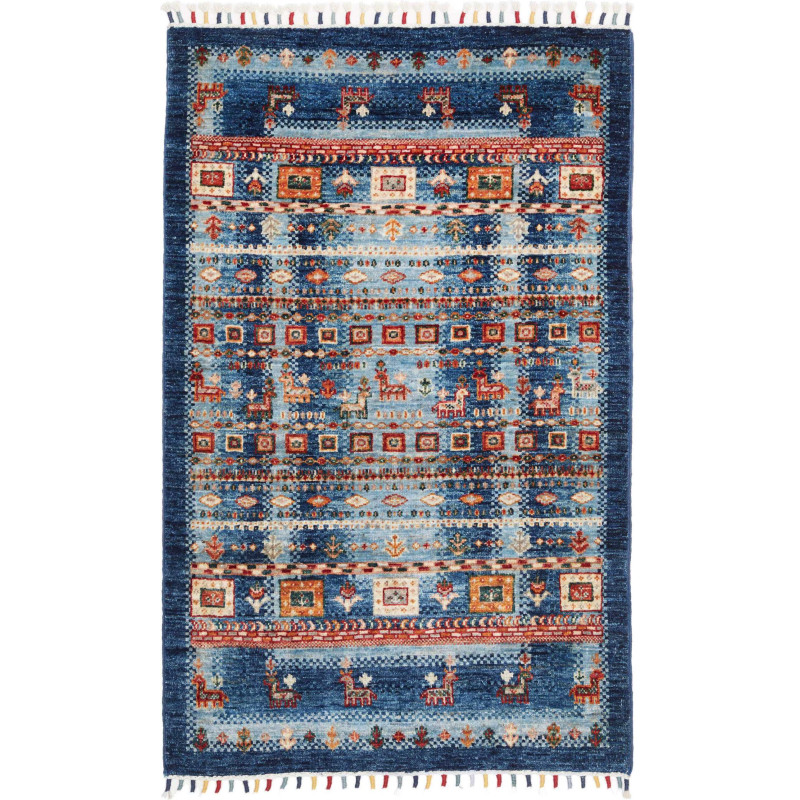 Tappeto Originale Siva Pakistan 81x125 Blu Ross