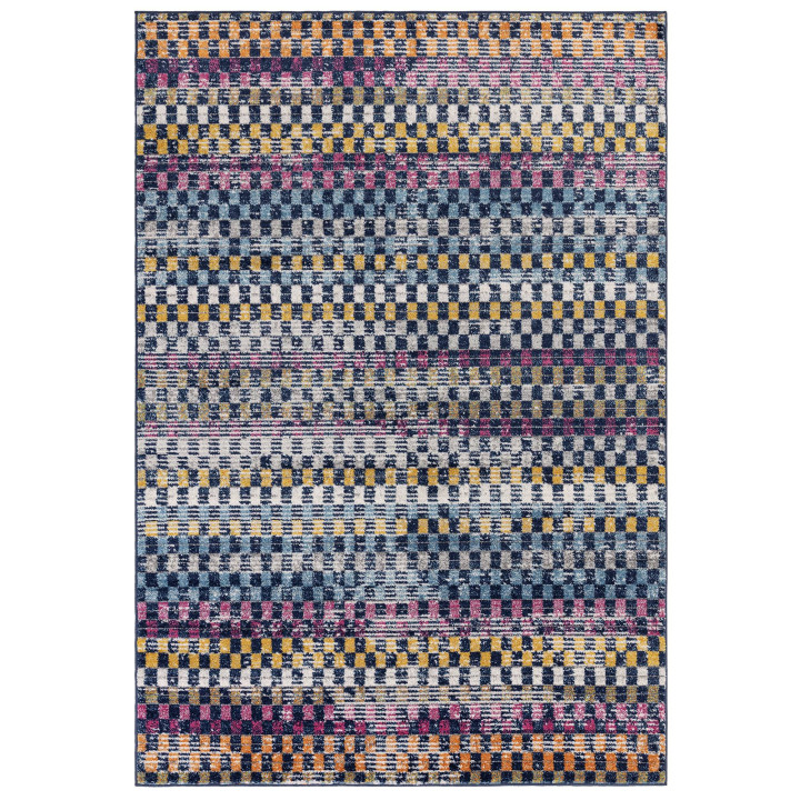 Rug Muse geometric blue yellow magenta grey whit