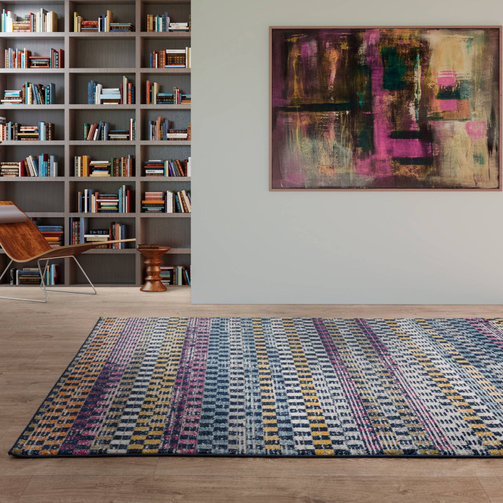 Tappeto Muse geometrico blu e giallo 160x230 cm