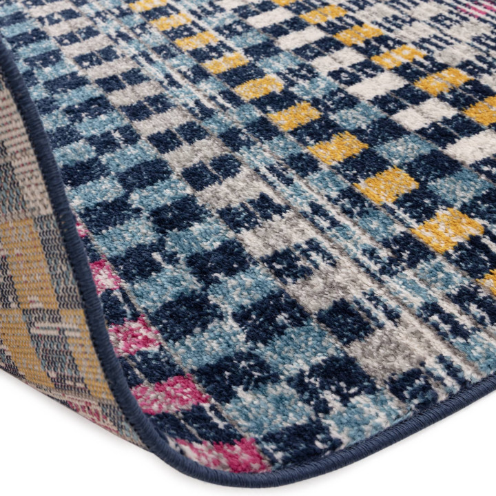 Rug Muse geometric blue yellow magenta grey whit