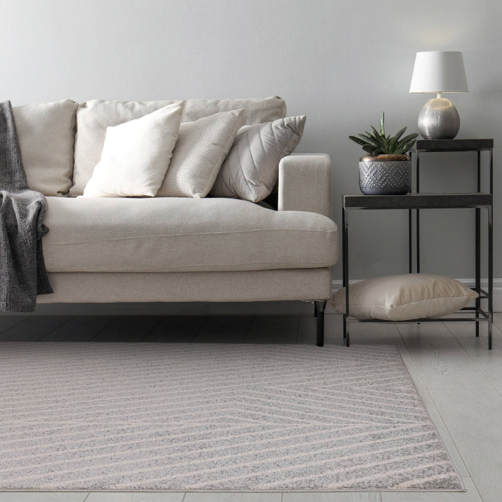 Rug Muse geometric light grey white runner 66x24