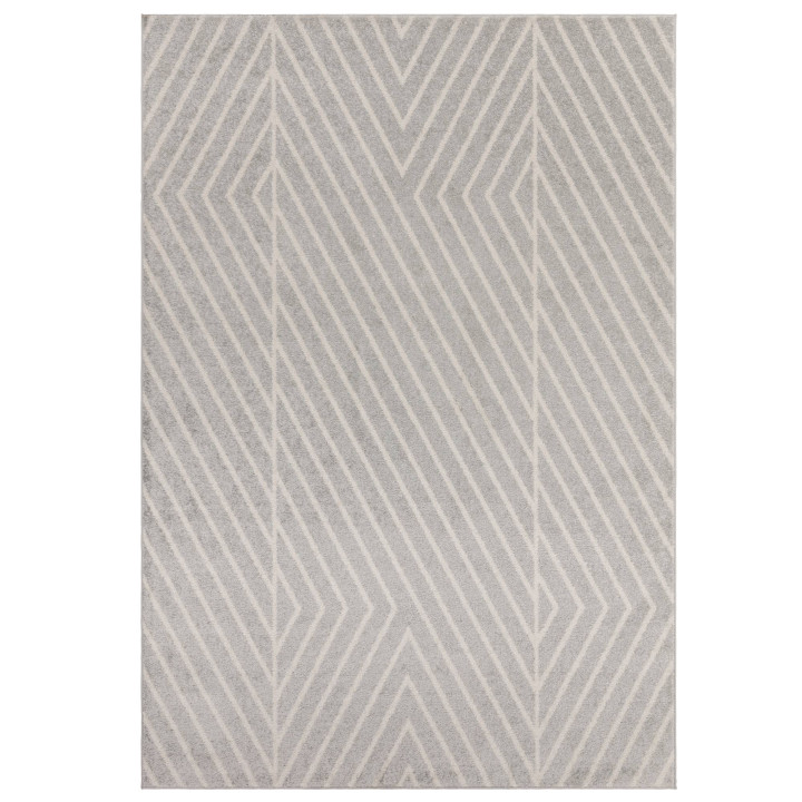 Rug Muse geometric light grey white 120x170 cm