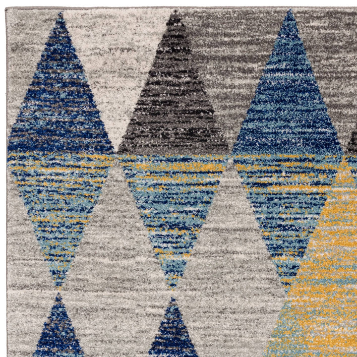 Tappeto Muse geometrico grigio e blu 120x170 cm