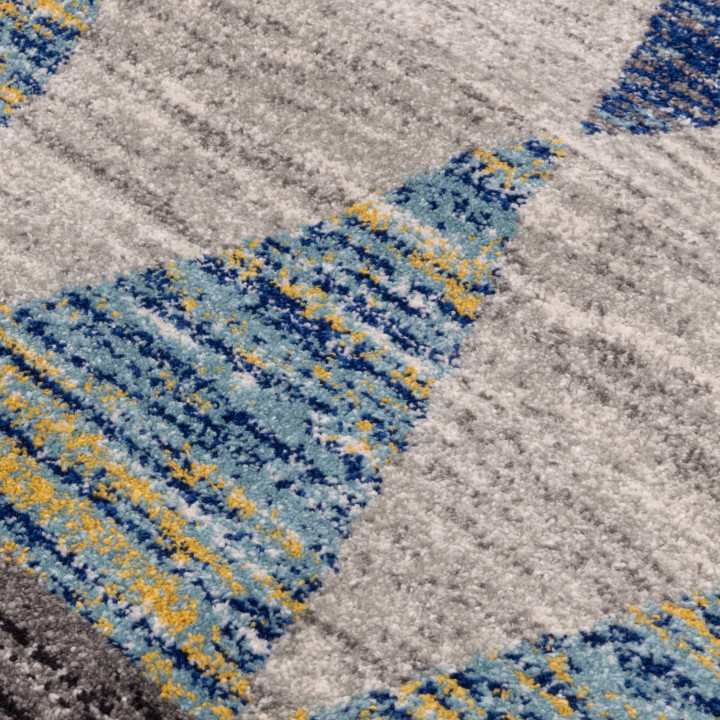 Tappeto Muse geometrico grigio e blu 120x170 cm