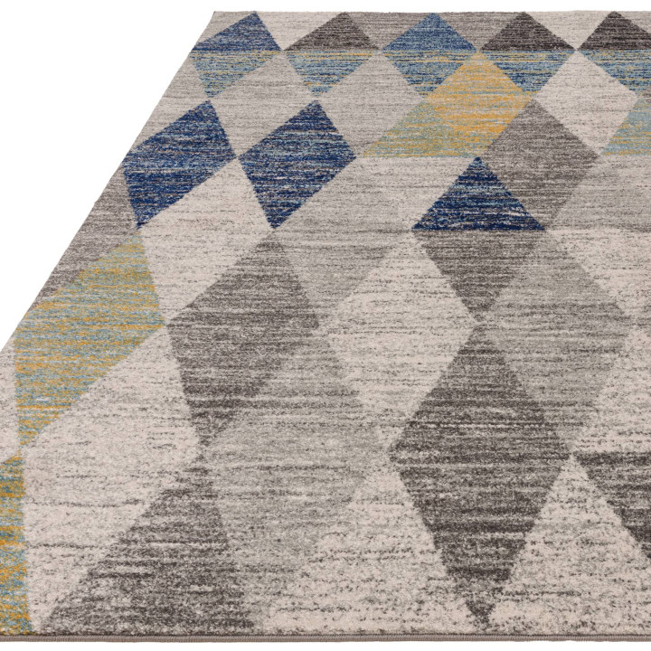 Tappeto Muse geometrico grigio e blu 200x290 cm