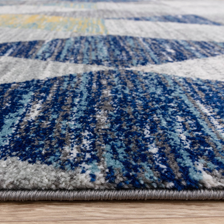 Tappeto Muse geometrico grigio e blu 200x290 cm