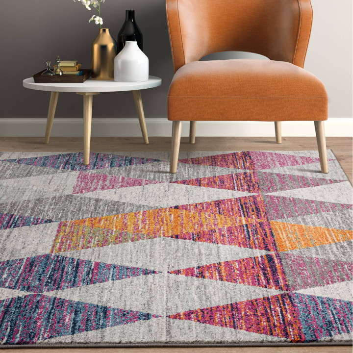 Tappeto Muse geometrico grigio e beige 160x230 c